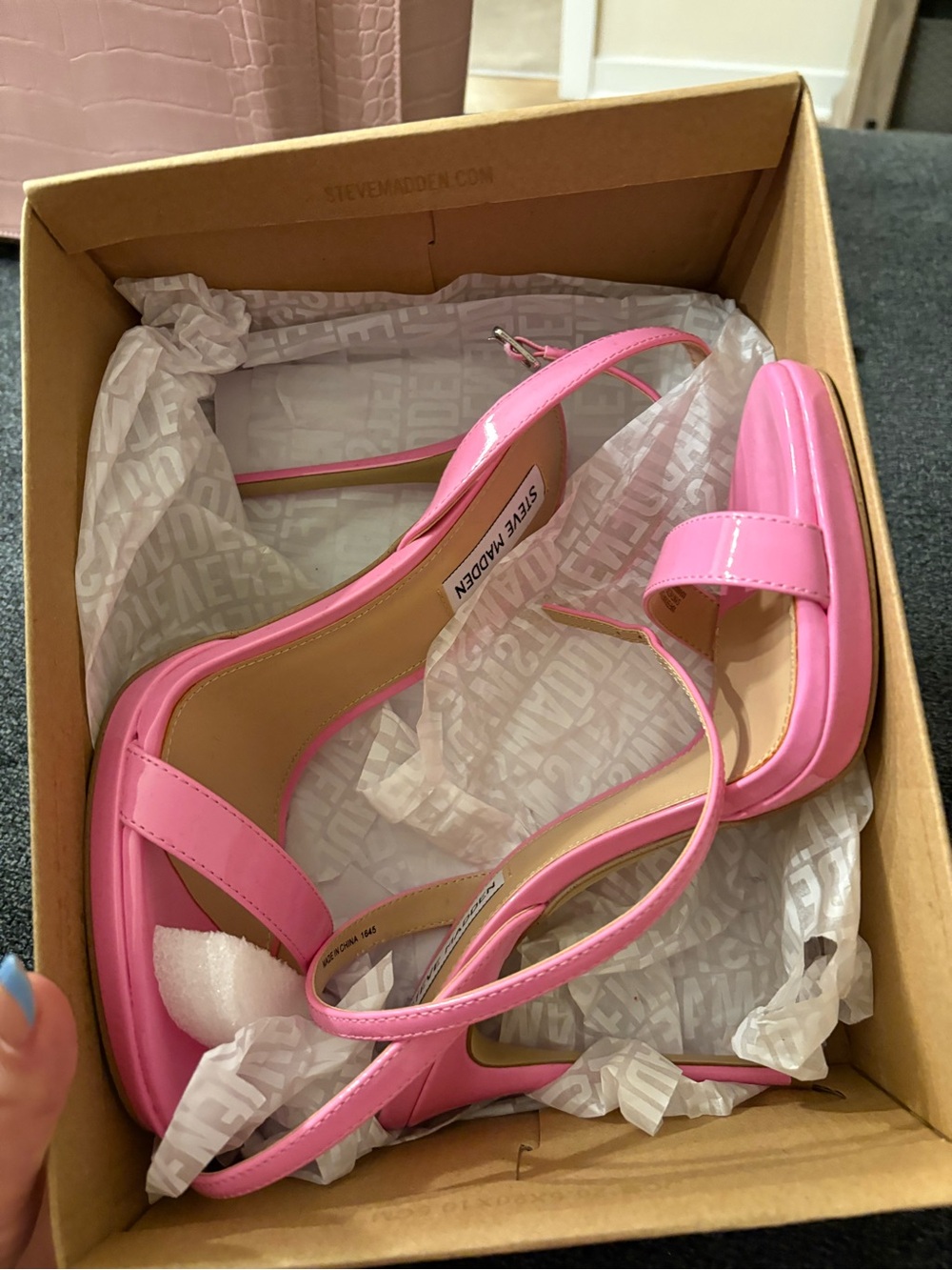 Steve Madden Pink Patent Strappy Slingback Heels